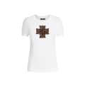 T-shirt col rond coton blanc croix Swarovski