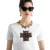 T-shirt col rond coton blanc croix Swarovski