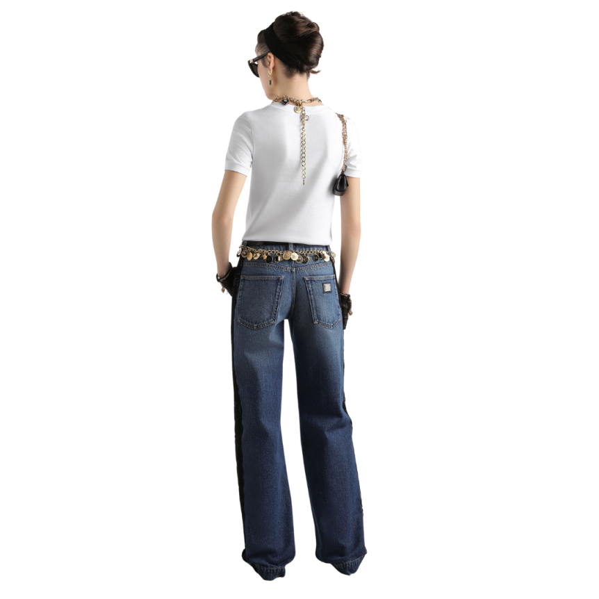 T-shirt DOLCE & GABBANA col rond coton blanc croix Swarovski