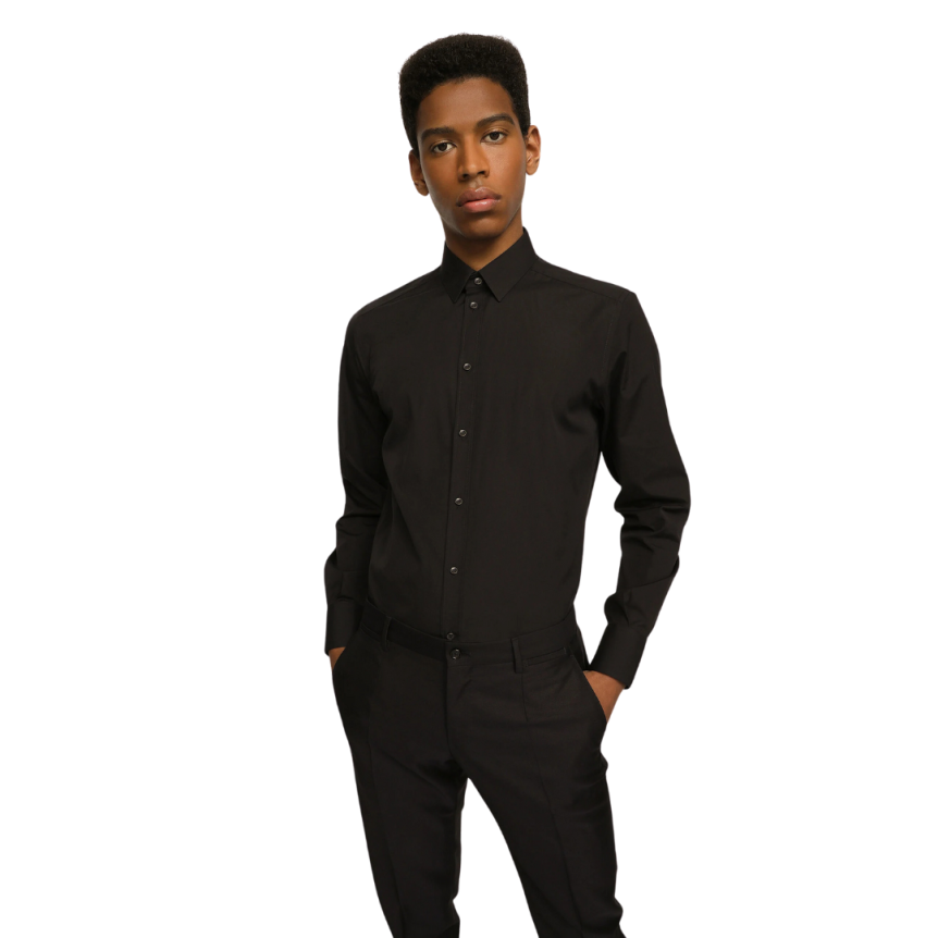 Chemise DOLCE & GABBANA Gold fit popeline coton stretch noir