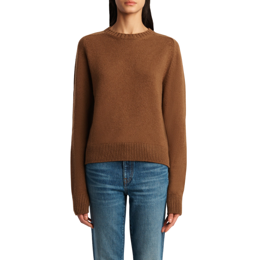 Pull col rond KHAITE Nera cachemire caramel