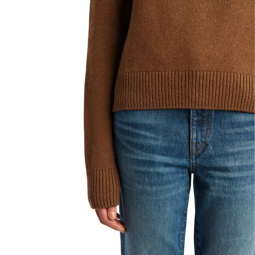 Pull col rond KHAITE Nera cachemire caramel