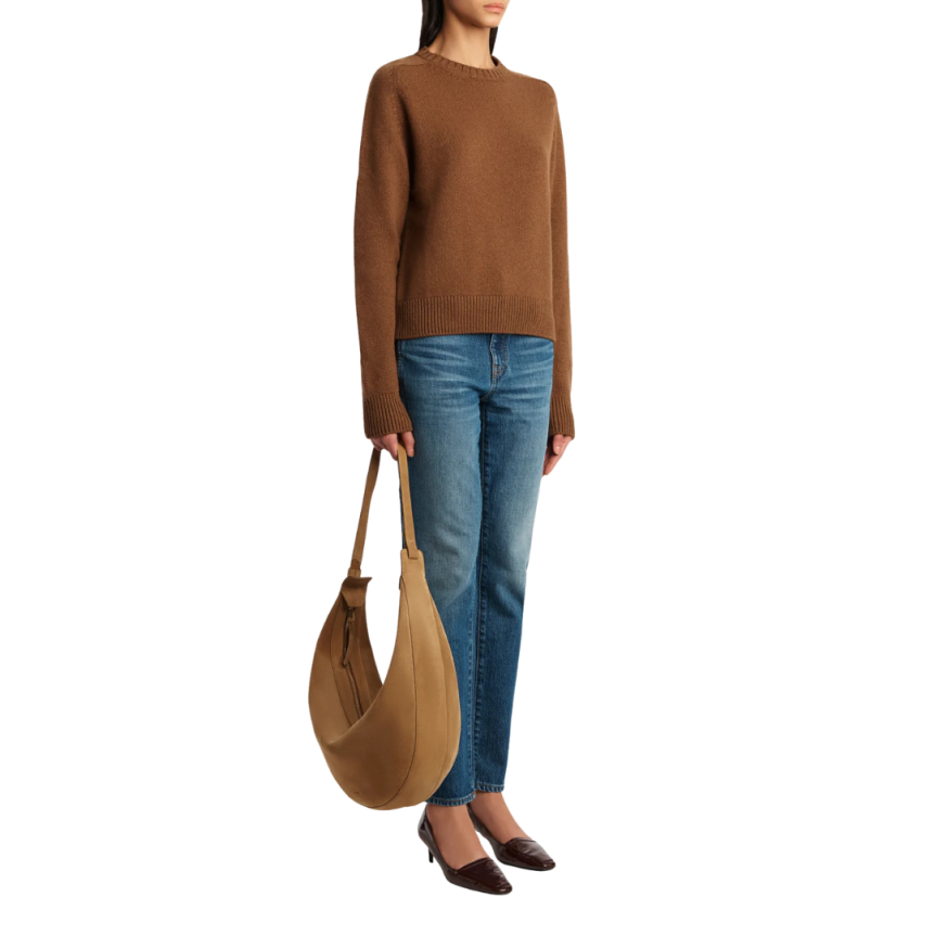 Pull col rond KHAITE Nera cachemire caramel