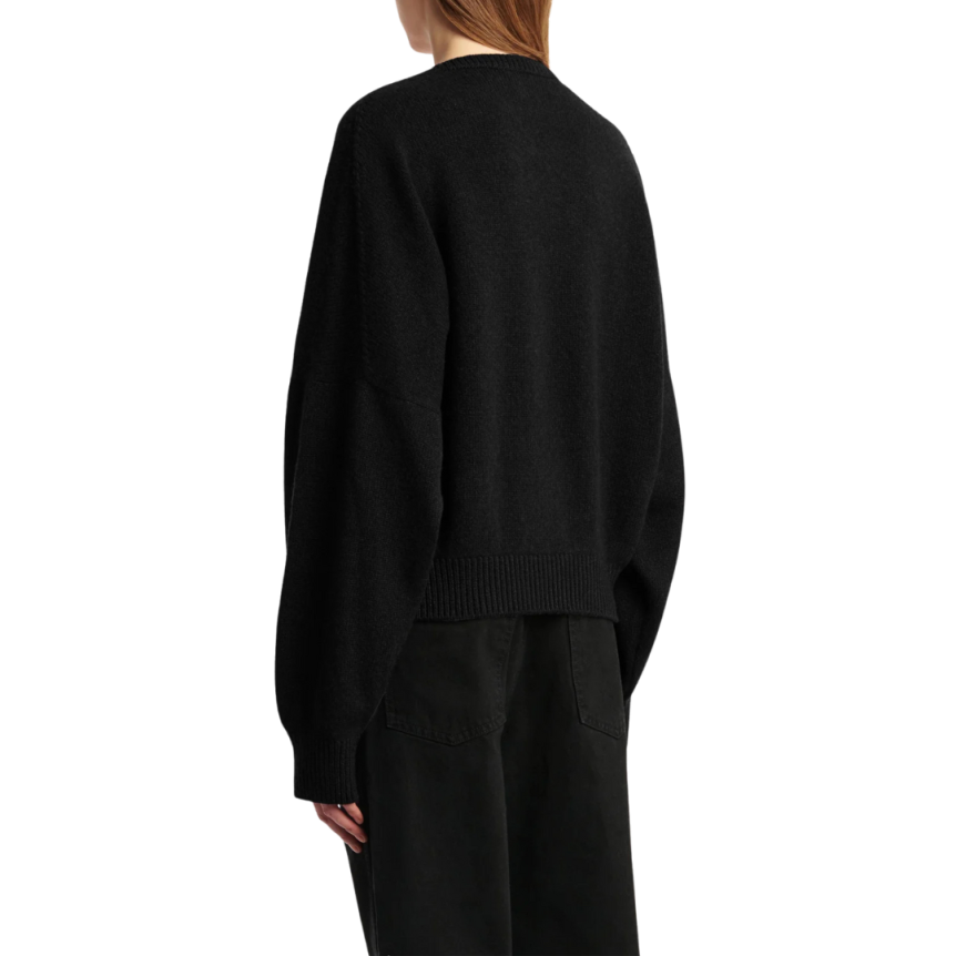 Pull col V KHAITE Wolfe cachemire dense noir