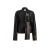 Veste portefeuille Edith cuir agneau noir ceinture à nouer