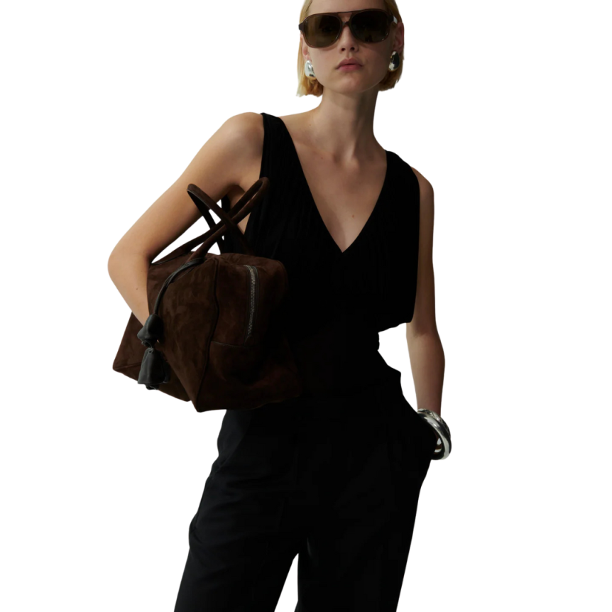 Grand sac MAGDA BUTRYM Brigitte porté épaule ou main daim marron