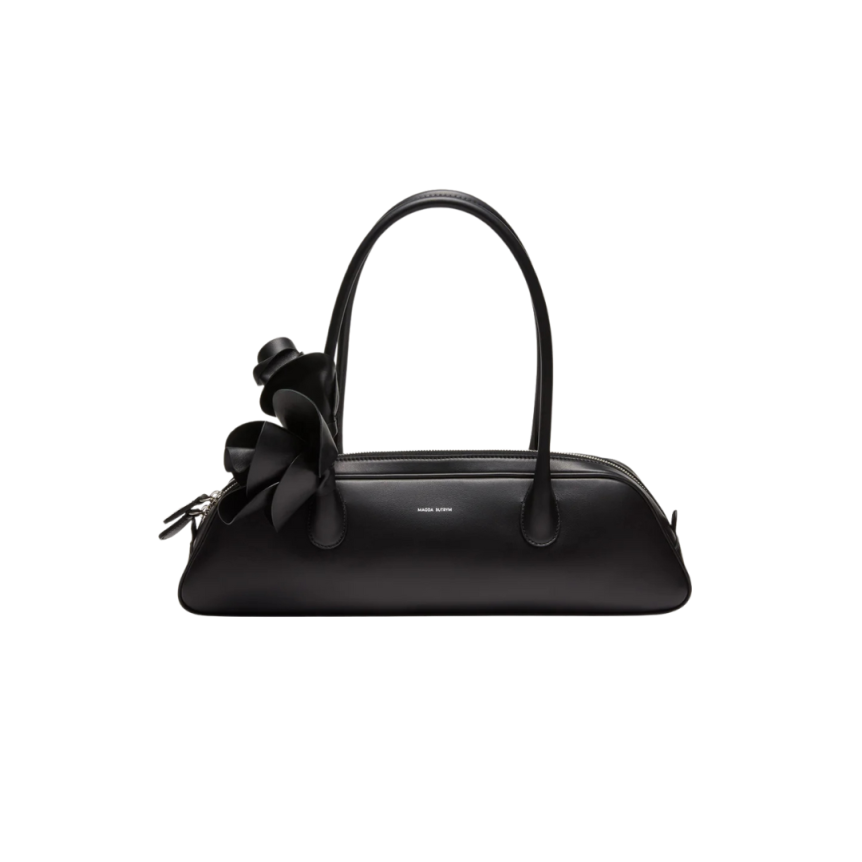 Sac trapèze porté épaule MAGDA BUTRYM Brigitte cuir noir fleur