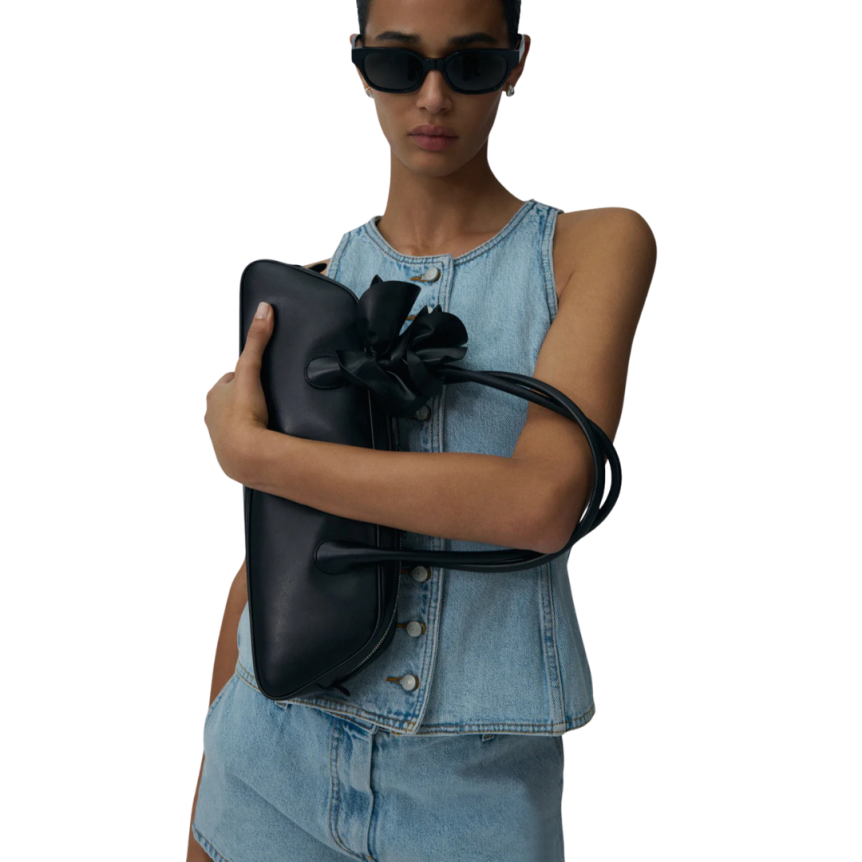 Sac trapèze porté épaule MAGDA BUTRYM Brigitte cuir noir fleur