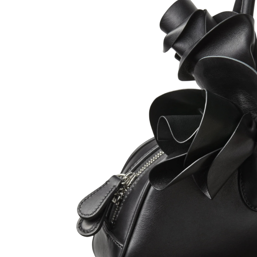 Sac trapèze porté épaule MAGDA BUTRYM Brigitte cuir noir fleur