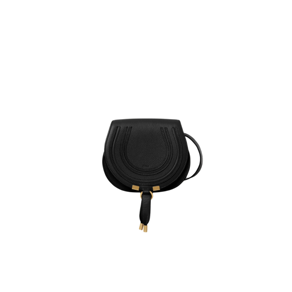 Petit sac porté épaule CHLOE Marcie cuir veau grainé noir bandoulière