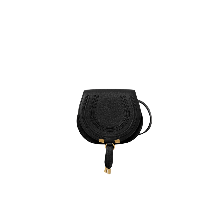 Petit sac porté épaule CHLOE Marcie cuir veau grainé noir bandoulière