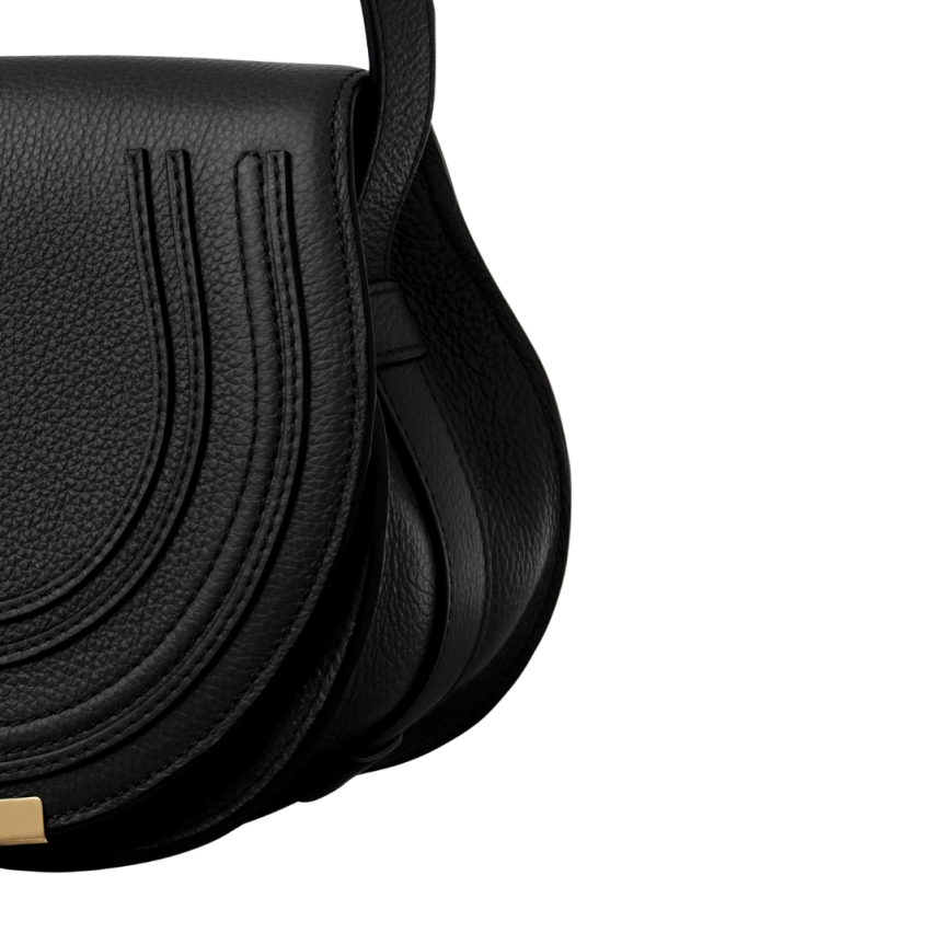 Petit sac porté épaule CHLOE Marcie cuir veau grainé noir bandoulière