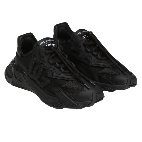 Baskets DOLCE & GABBANA Day Faster tissu viscose noir patch logo DG