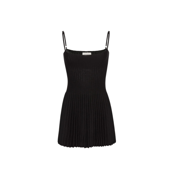 Robe patineuse MAGDA BUTRYM bretelle coton noir jupe accordéon encolure carrée