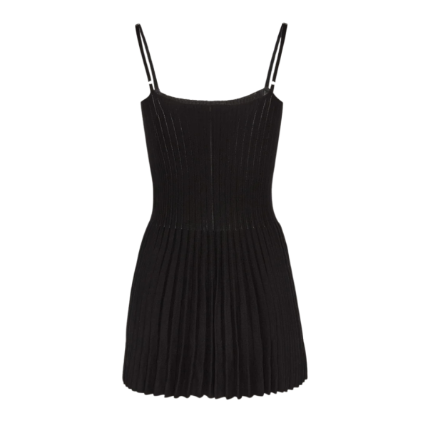 Robe patineuse MAGDA BUTRYM bretelle coton noir jupe accordéon encolure carrée