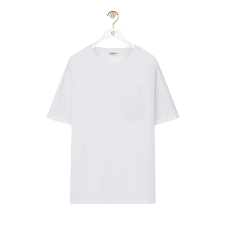 T-shirt LOEWE col rond coton blanc poche broderie anagramme