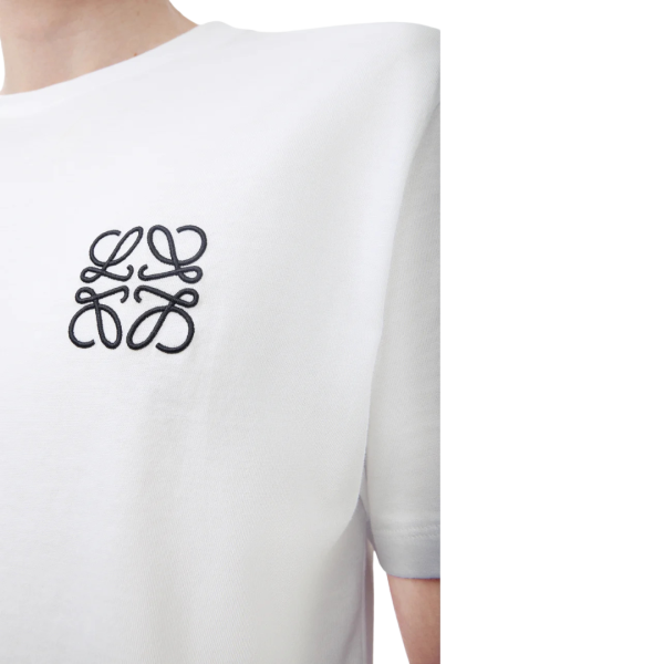 T-shirt LOEWE col rond coton blanc broderie anagramme noir