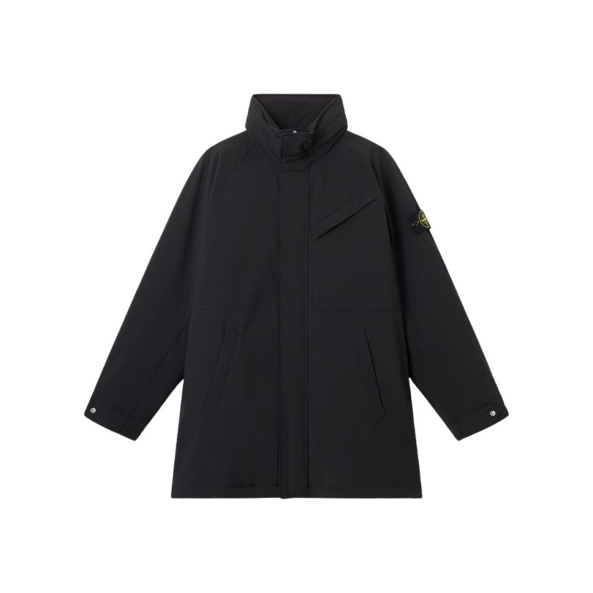 Parka longue STONE ISLAND Soft Shell nylon noir coupe vent imperméable