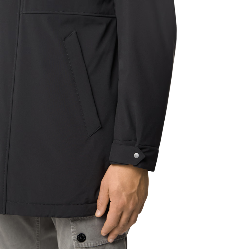 Parka longue STONE ISLAND Soft Shell nylon noir coupe vent imperméable