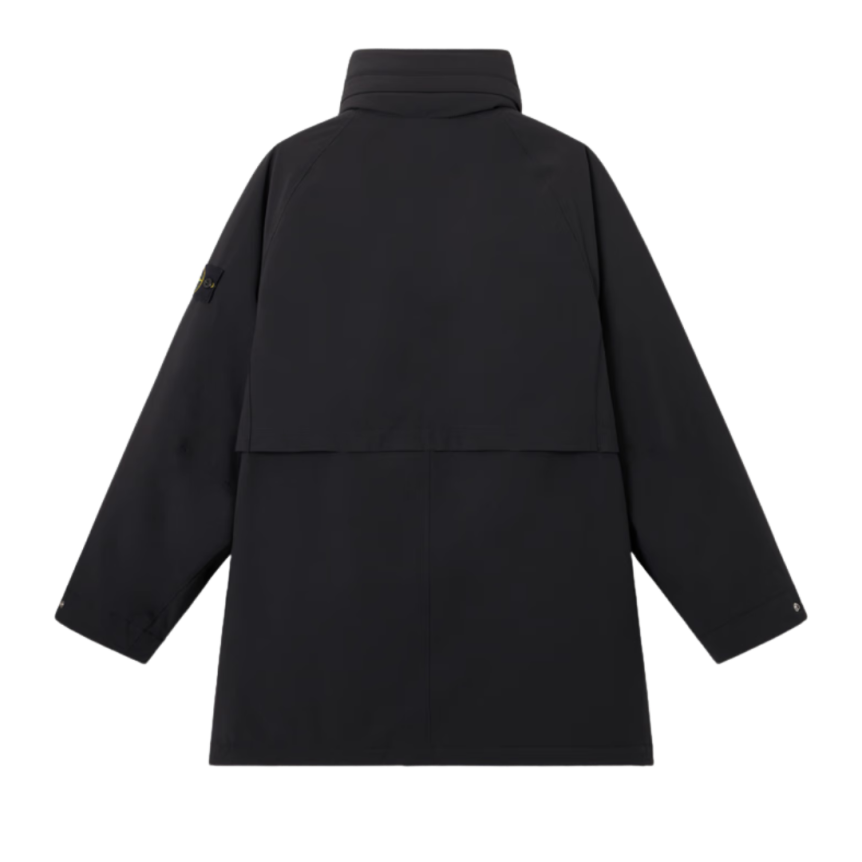 Parka longue STONE ISLAND Soft Shell nylon noir coupe vent imperméable