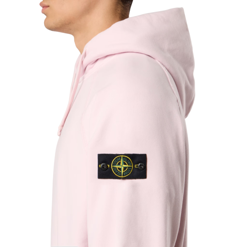 Sweat-shirt à capuche STONE ISLAND oversize coton rose pale manches raglan
