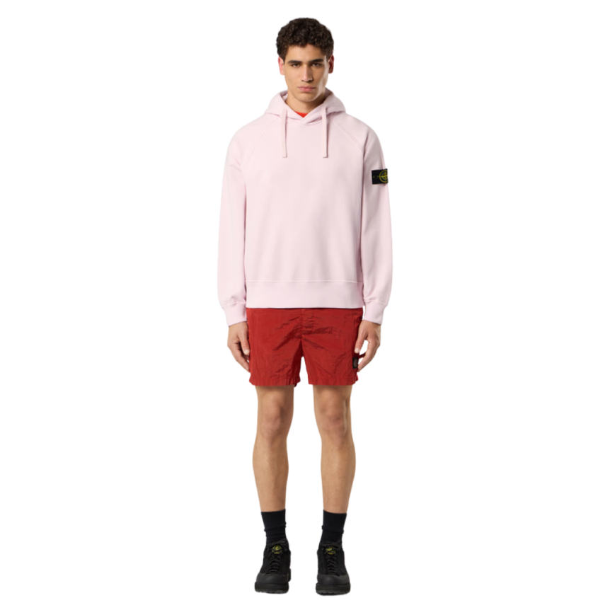 Sweat-shirt à capuche STONE ISLAND oversize coton rose pale manches raglan
