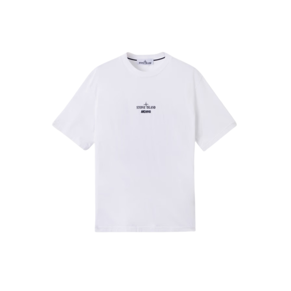 T-shirt col rond STONE ISLAND manche courte coton blanc imprimé Archivio