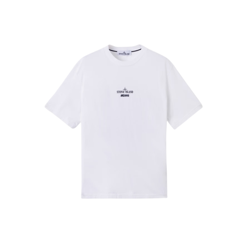 T-shirt col rond STONE ISLAND manche courte coton blanc imprimé Archivio
