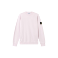 Sweat-shirt ras-du-cou molleton coton bio rose pale poignet élastique