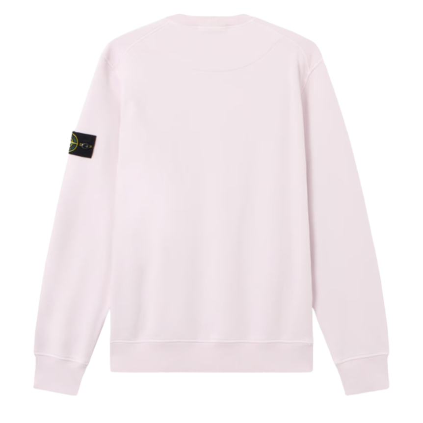 Sweat-shirt ras-du-cou STONE ISLAND molleton coton bio rose pale poignet élastique