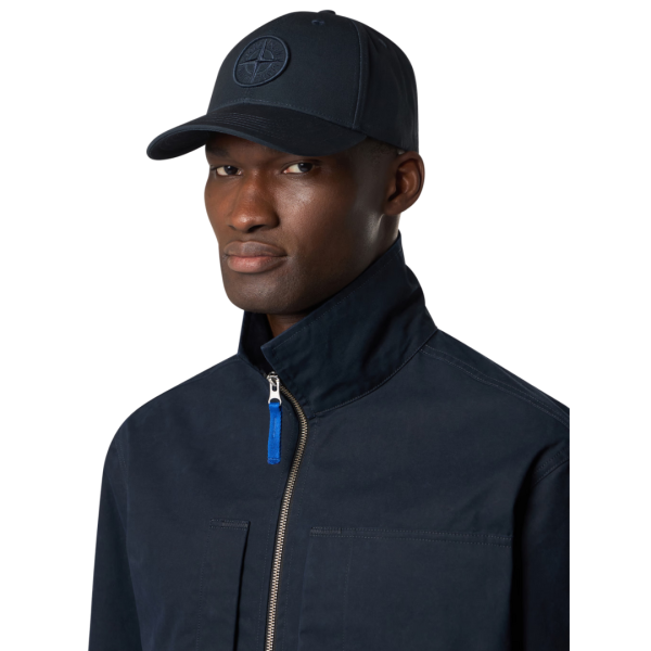 Casquette STONE ISLAND coton reps bleu marine broderie Compass