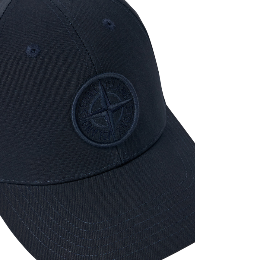 Casquette STONE ISLAND coton reps bleu marine broderie Compass