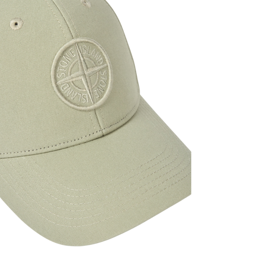 Casquette STONE ISLAND coton reps vert sauge broderie Compass