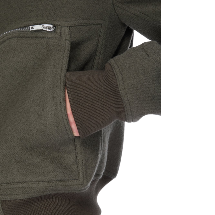 Blouson zippé RICK OWENS bomber laine vierge bouillie grise