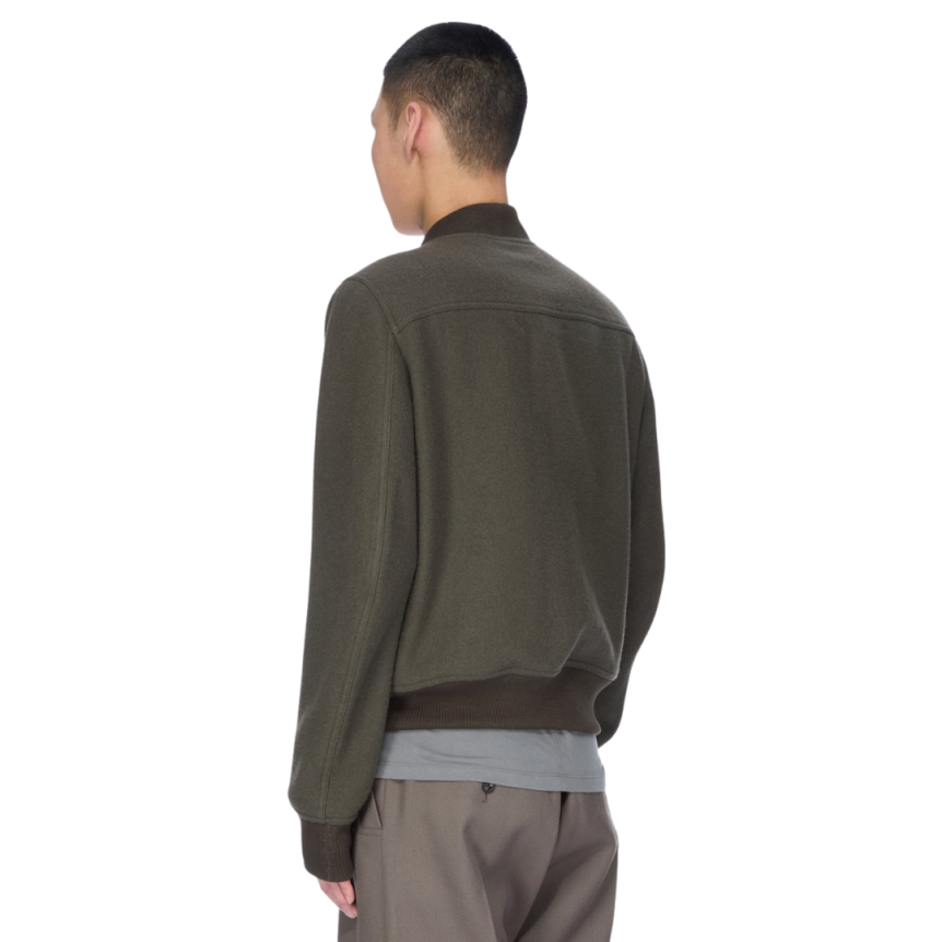 Blouson zippé RICK OWENS bomber laine vierge bouillie grise