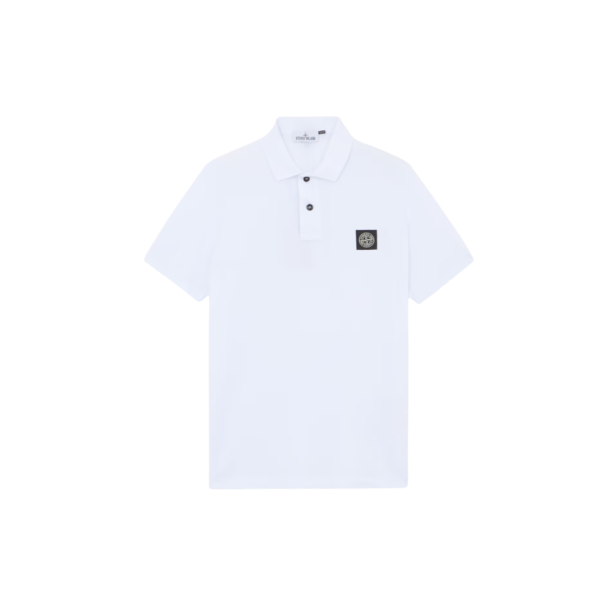 Polo STONE ISLAND slim manche courte coton blanc écusson Compass