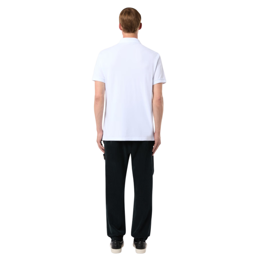 Polo STONE ISLAND slim manche courte coton blanc écusson Compass
