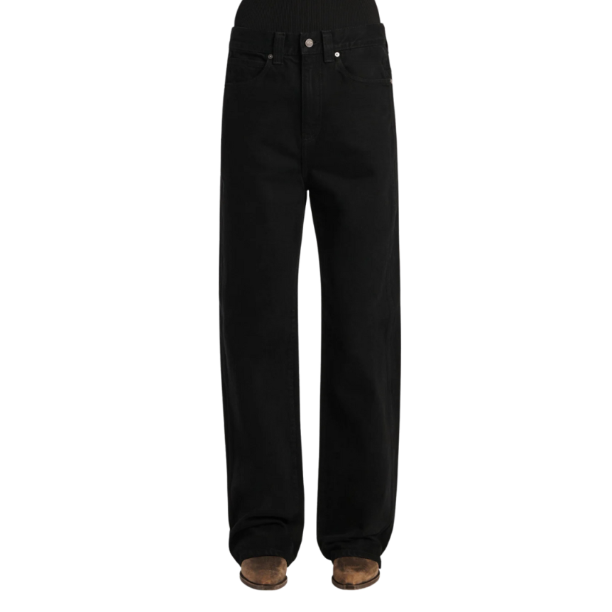 KHAITE Jeans 5 poches Bonnie taille basse denim coton noir