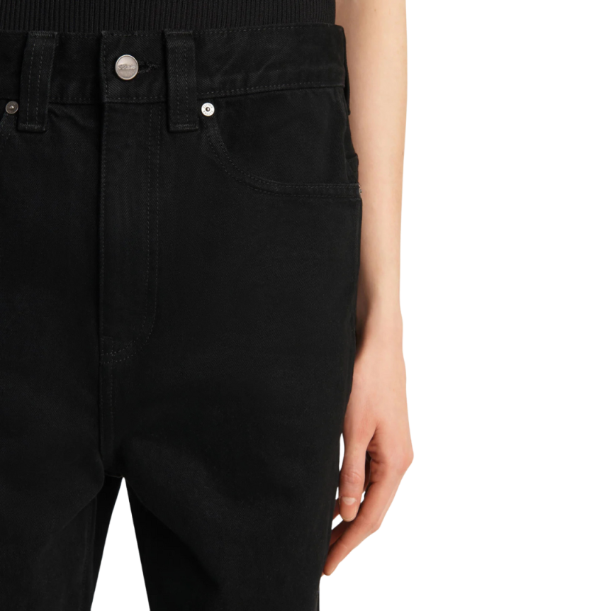 KHAITE Jeans 5 poches Bonnie taille basse denim coton noir