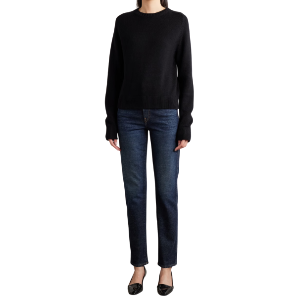 Jeans cigarette KHAITE VIV taille mi haute denim coton bleu brut