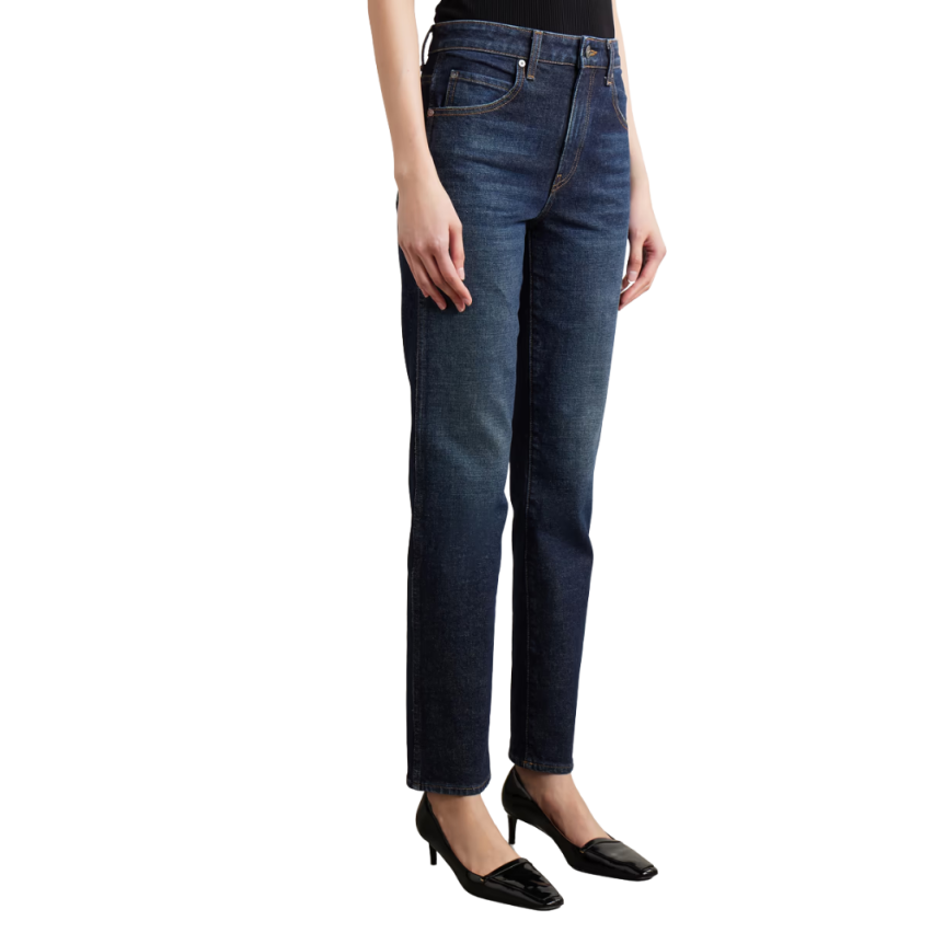 Jeans cigarette KHAITE VIV taille mi haute denim coton bleu brut