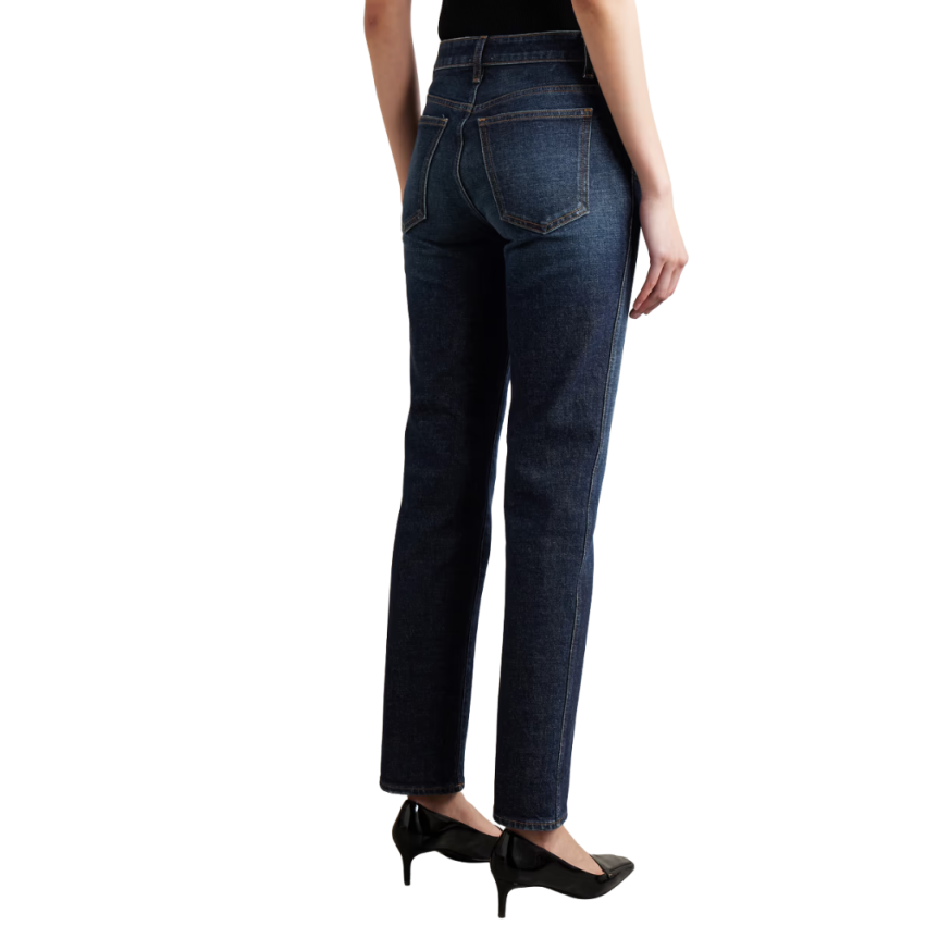 Jeans cigarette KHAITE VIV taille mi haute denim coton bleu brut