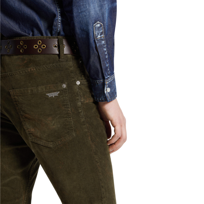 Jean DSQUARED Corduroy Cool Guy coton velours kaki