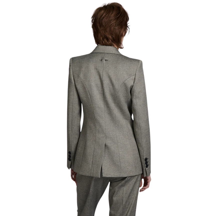 Veste costume BARBARA BUI 1 bouton micro chevrons gris poches plaquées