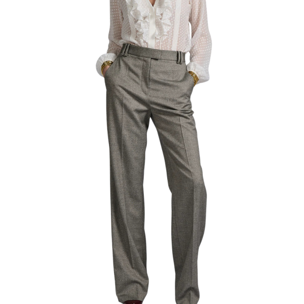 Pantalon BARBARA BUI taille haute micro chevrons gris