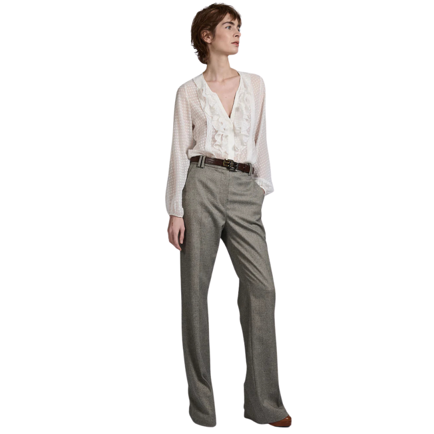 Pantalon BARBARA BUI taille haute micro chevrons gris