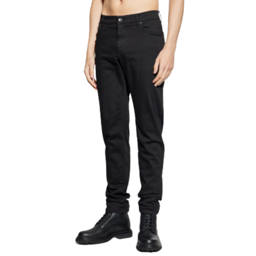 Jean DOLCE & GABBANA slim denim noir plaque métal