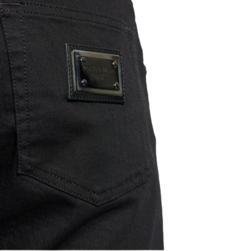 Jean DOLCE & GABBANA slim denim noir plaque métal