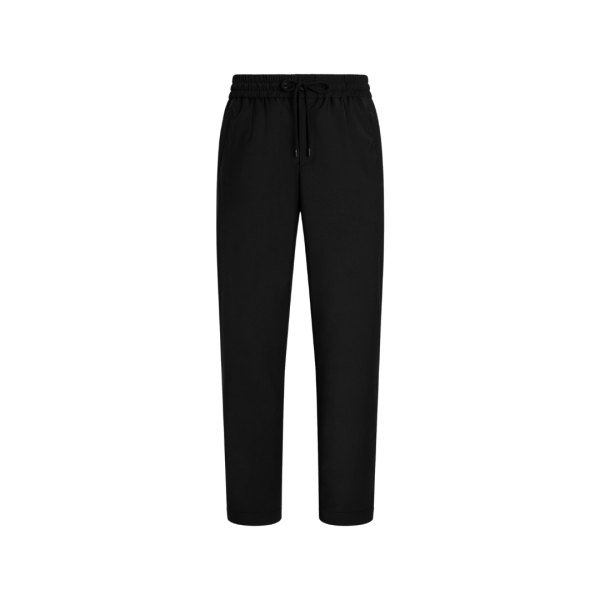 DOLCE & GABBANA Pantalon jogging toile de laine noire taille élastique cordon