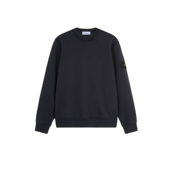Sweat-shirt ras-du-cou STONE ISLAND molleton coton bio bleu marine